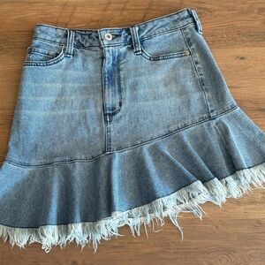 Arizona Jean Company Asymmetrical Denim Skirt with Frayed Hem